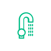Icon of a modern showerhead representing bathroom remodeling services by Headwaters Remodeling.