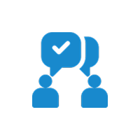 Icon depicting two people communicating, symbolizing transparent communication and client engagement in remodeling services by Headwaters Remodeling.